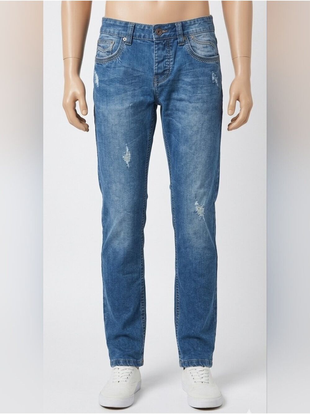 Isaac Mizrahi Distressed Blue Denim Jeans Mens